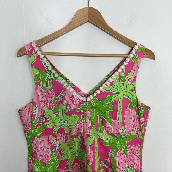 Vintage Lilly Pulitzer Taboo Pink Elephant Print Keyhole Shift Dress Size 10 - Picture 6 of 14